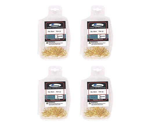 Sanhu Treble Hooks #20 gold close-up demonstrates compact design for trout and light tackle.