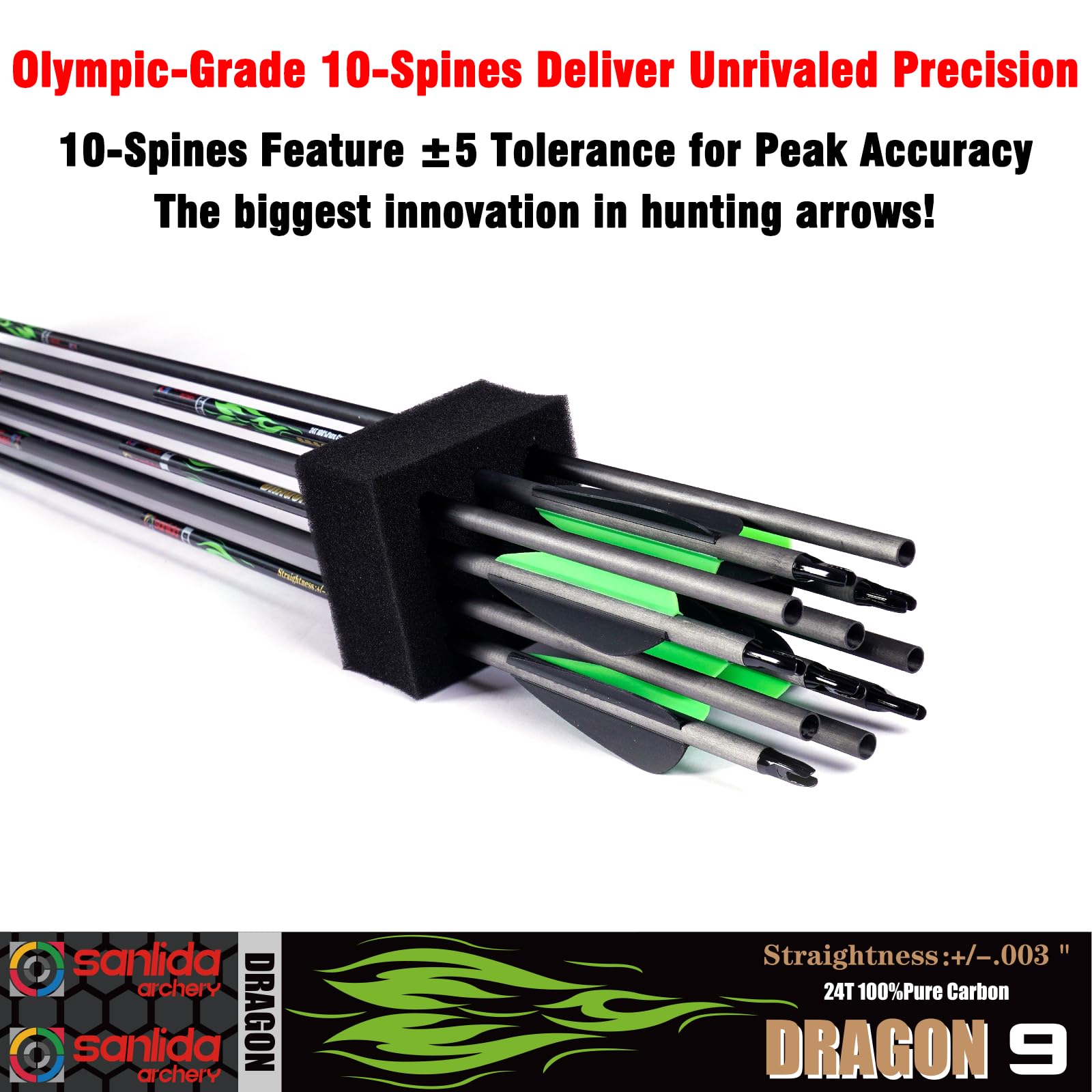 Sanlida Dragon 9 spine-precision 450 aligns with bow for tighter groups