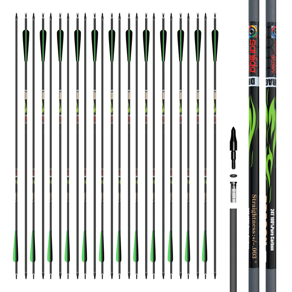 Sanlida Dragon9 24T arrow pack ready-to-shoot for quick hunting setup.