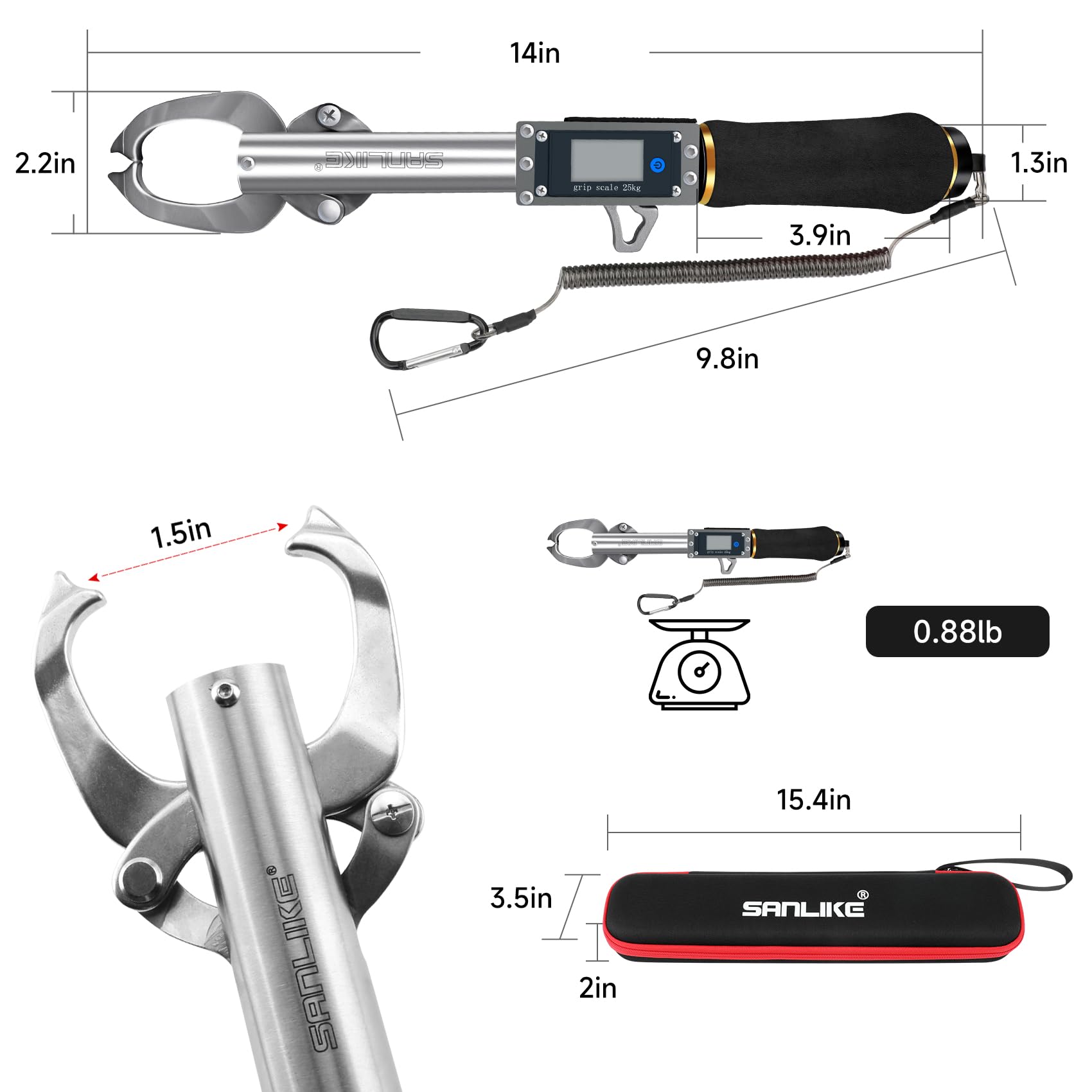 SANLIKE Fish Gripper minimalist design with a single power button enables simple on/off.