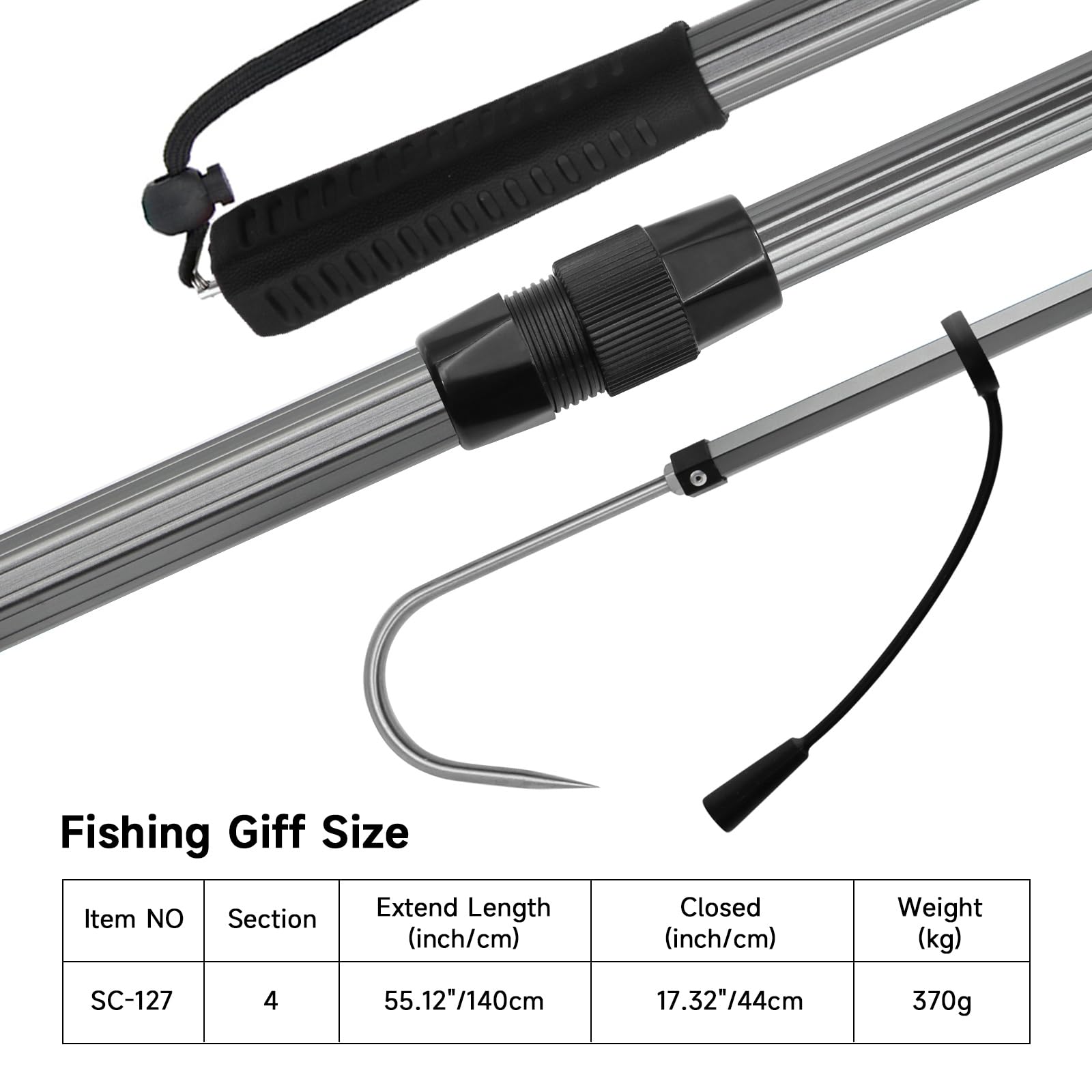 SANLIKE gaff aluminium pole keeps weight down while maintaining strength.