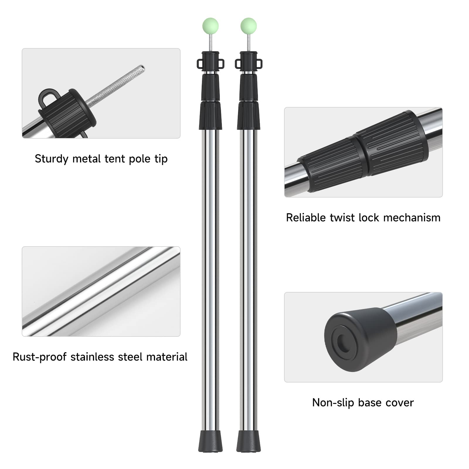 SAN LIKE tarp pole 3-section adjustment enables quick height customization.