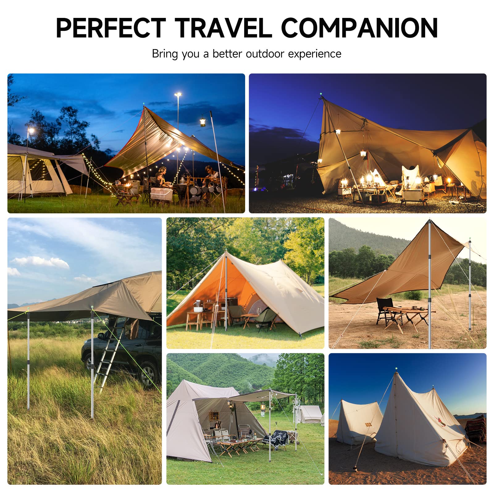 SAN LIKE tarp pole compact portable set with carrying bag.