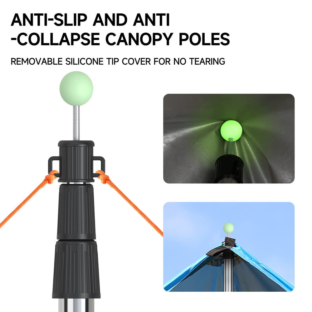 SAN LIKE tarp pole non-slip luminous tip aids nighttime setup.