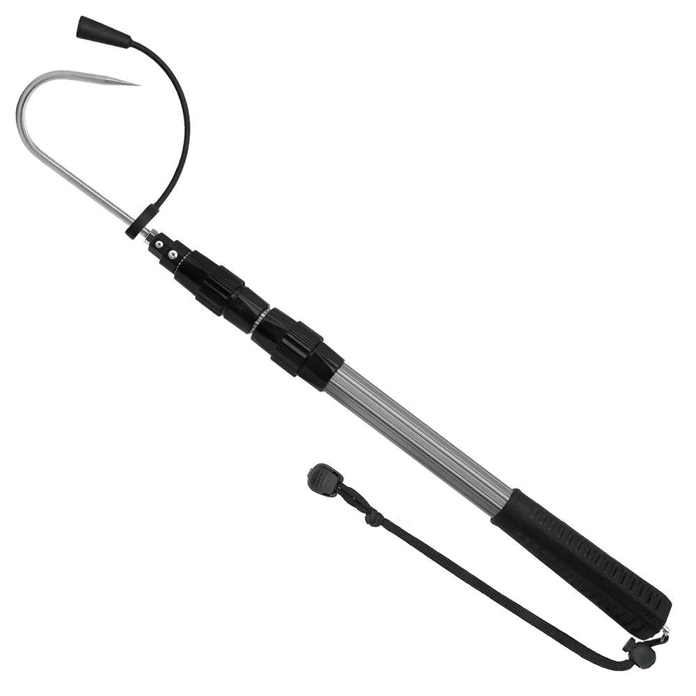 SANLIKE telescopic gaff retracted for easy boat storage and quick deployment.