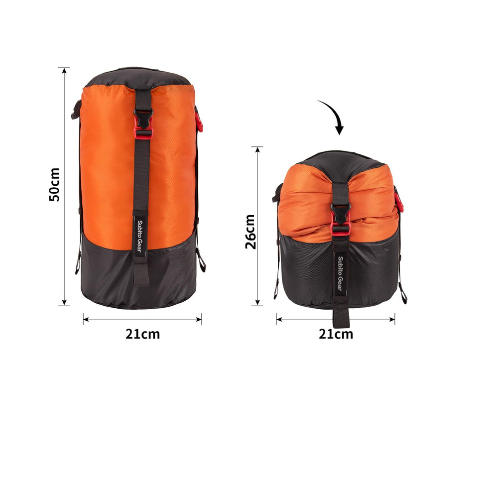 Sanmum 70D nylon compression bag, orange 5L, keeps clothing tidy during travel and camping.
