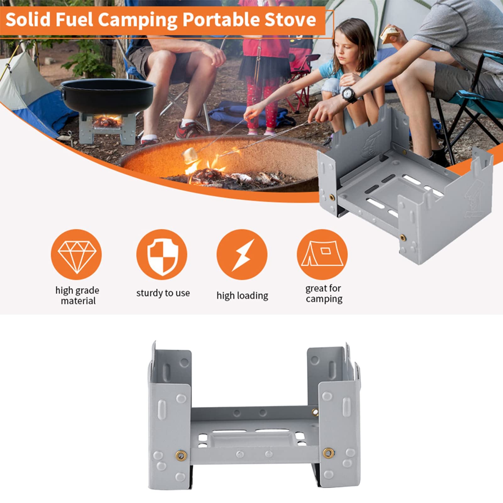 Sanpyl Mini Stove thickened zinc plate shows durable outdoor cooking.