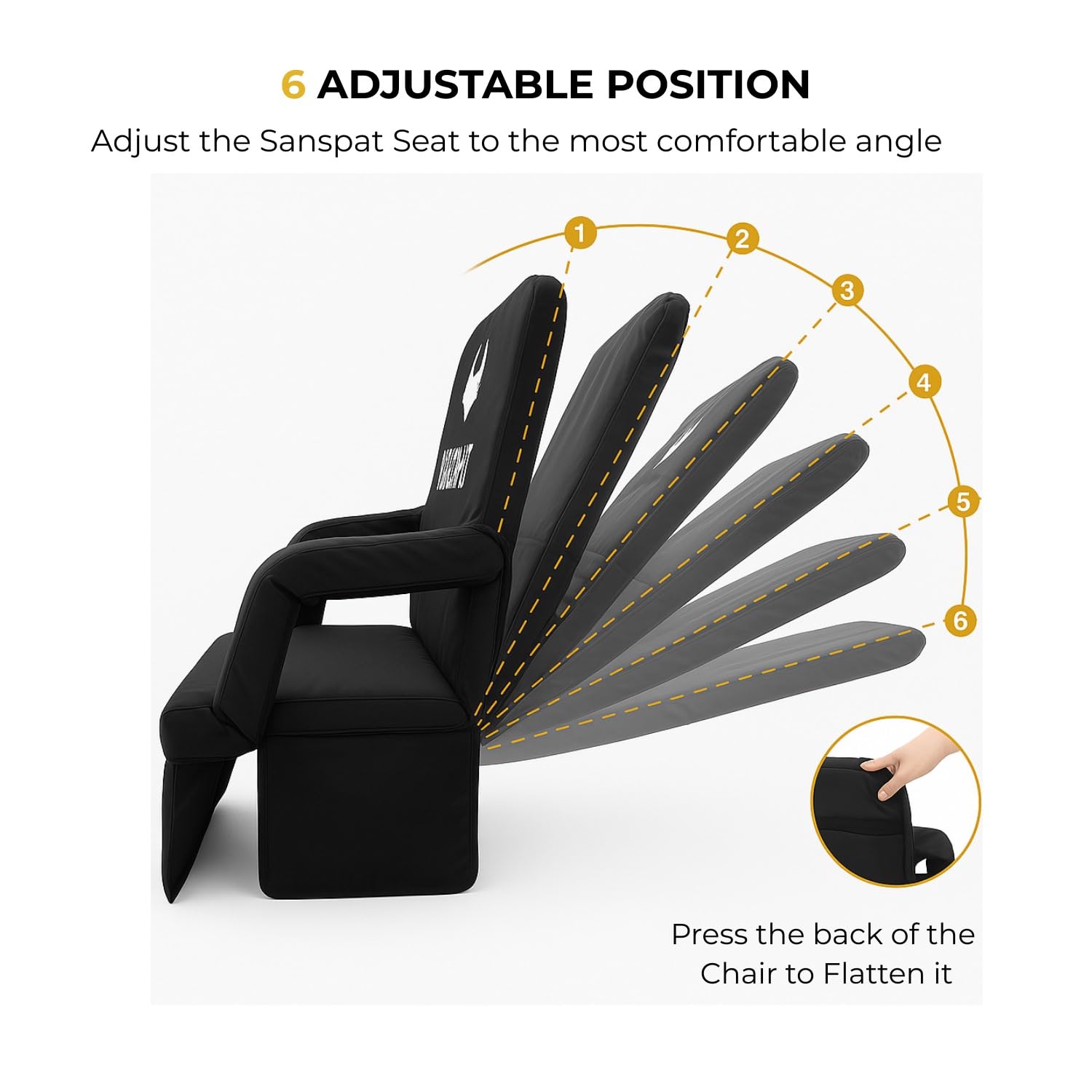Sanspat reclining six-position chair for adjustable comfort.