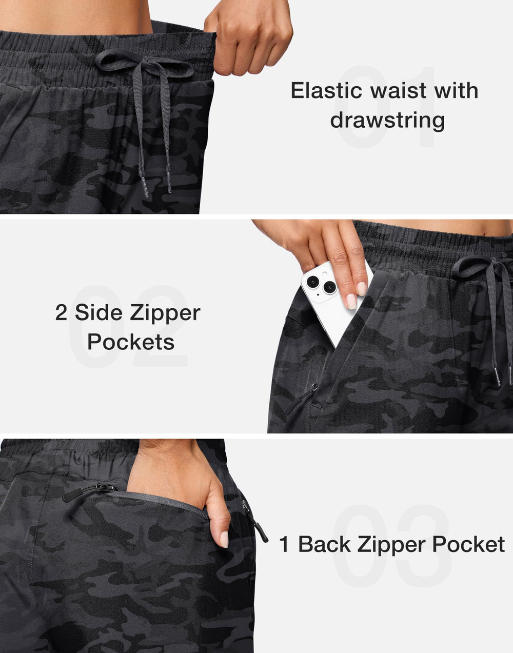 SANTINY 9-inch inseam hiking shorts ideal for longer hikes and extra coverage during activity.