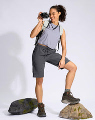 SANTINY women's 10in shorts elastic waist-drawstring for a customizable fit during activities