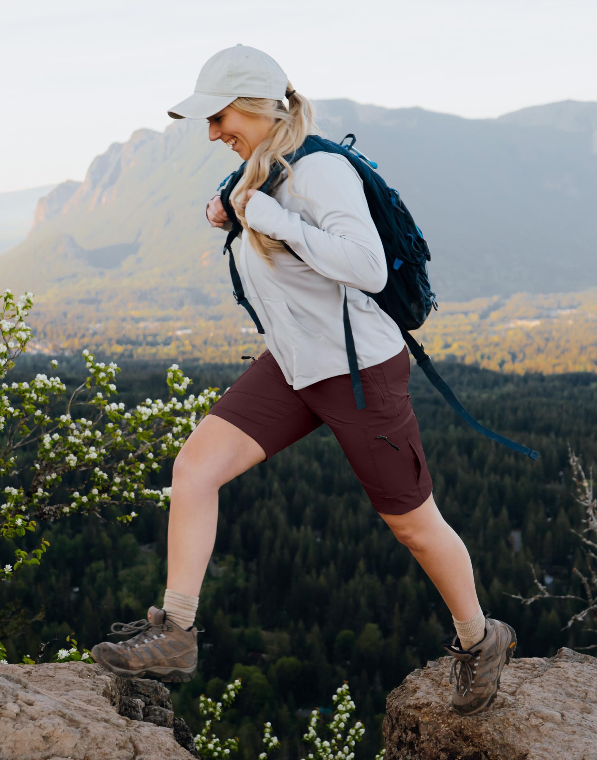 SANTINY 10'' hiking shorts with elastic waistband and drawstring for comfortable fit.