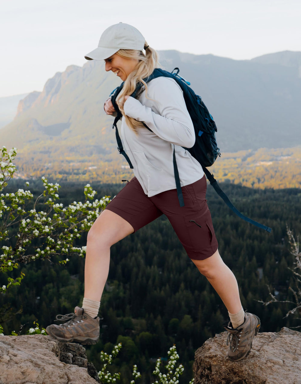 SANTINY 10'' hiking shorts with elastic waistband and drawstring for comfortable fit.