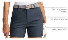 SANTINY dusty blue shorts pocket detail showing four-pocket design for essentials.