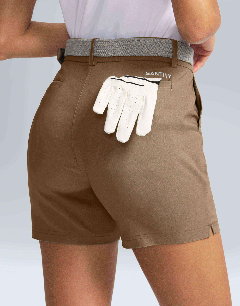 SANTINY shorts feature elastic waistband and belt loops for a secure, customizable fit.