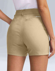 SANTINY shorts showing elastic waistband and belt loops for secure fit.