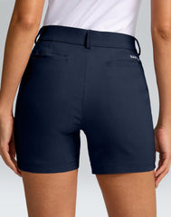 SANTINY women's 5in golf shorts navy XL side view with mobility