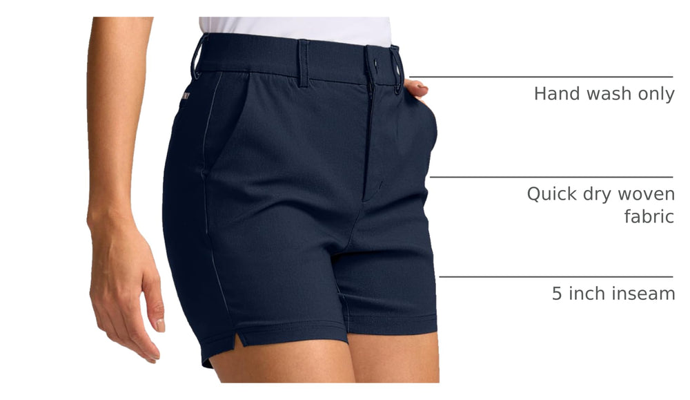 SANTINY women's 5in golf shorts navy XL waistband belt-loops for tailored look
