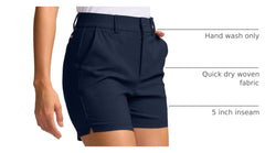 SANTINY women's 5in golf shorts navy XL waistband belt-loops for tailored look