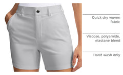 SANTINY women's 5in golf shorts pocket detail highlights secure storage for phone and keys.