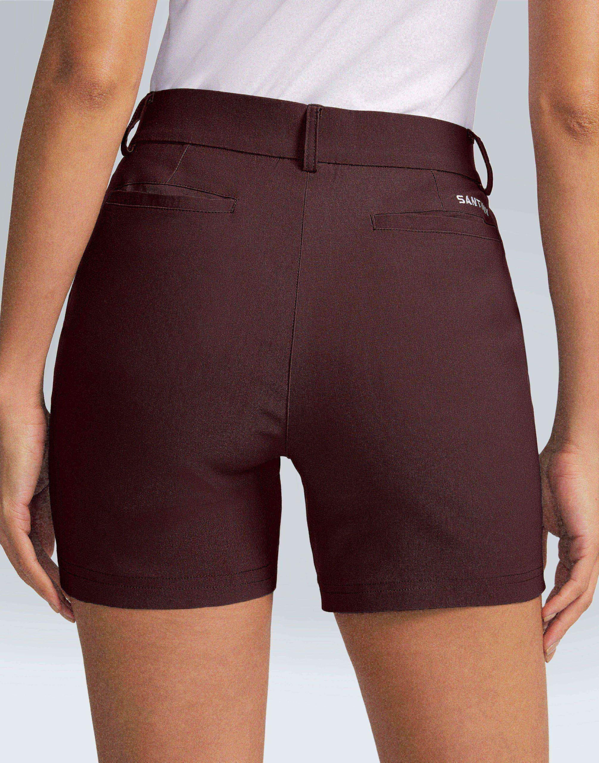 SANTINY women's 5in golf shorts side split design enables full range of motion.