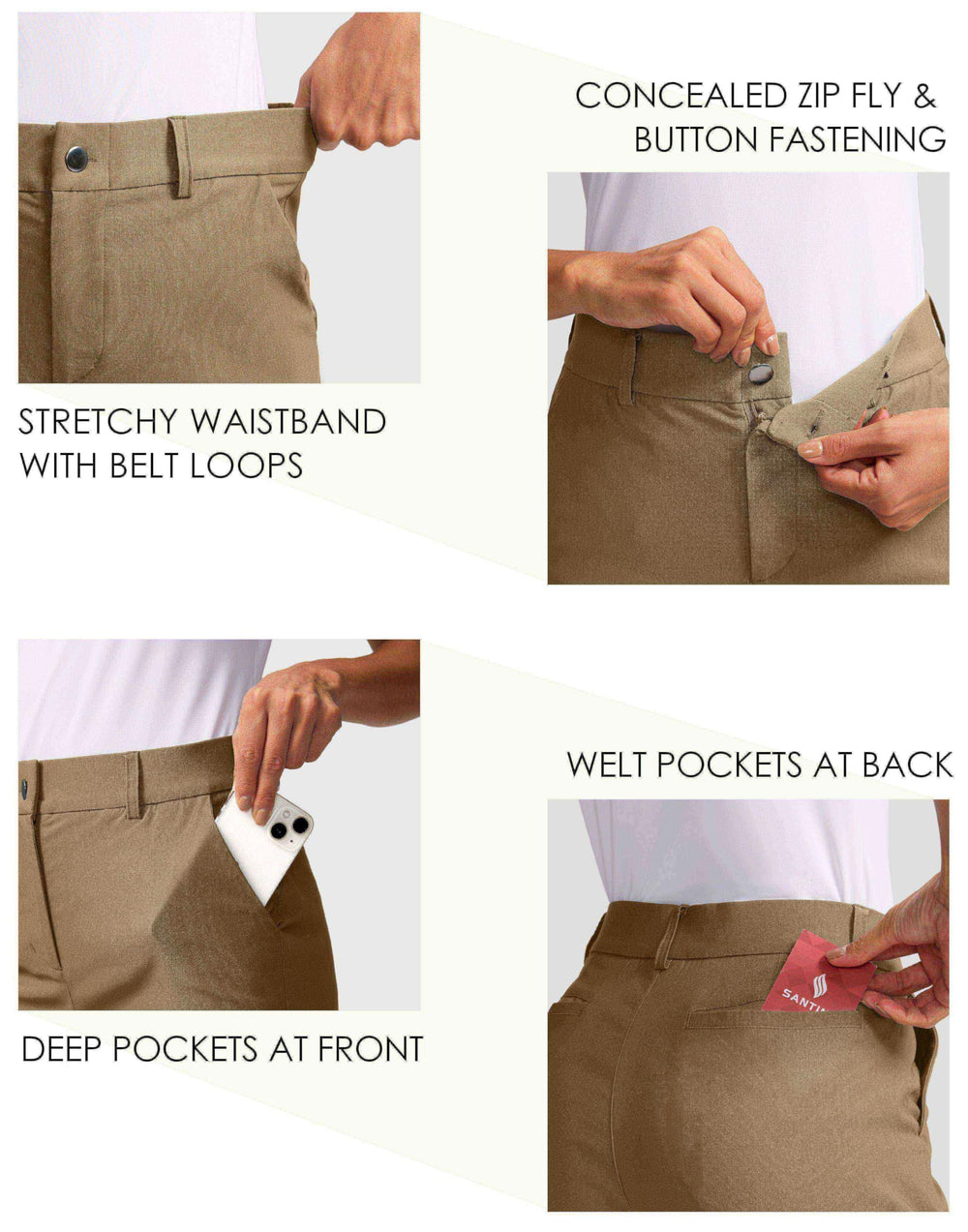 SANTINY 5-inch inseam shorts with split sides support full range of motion during activities.