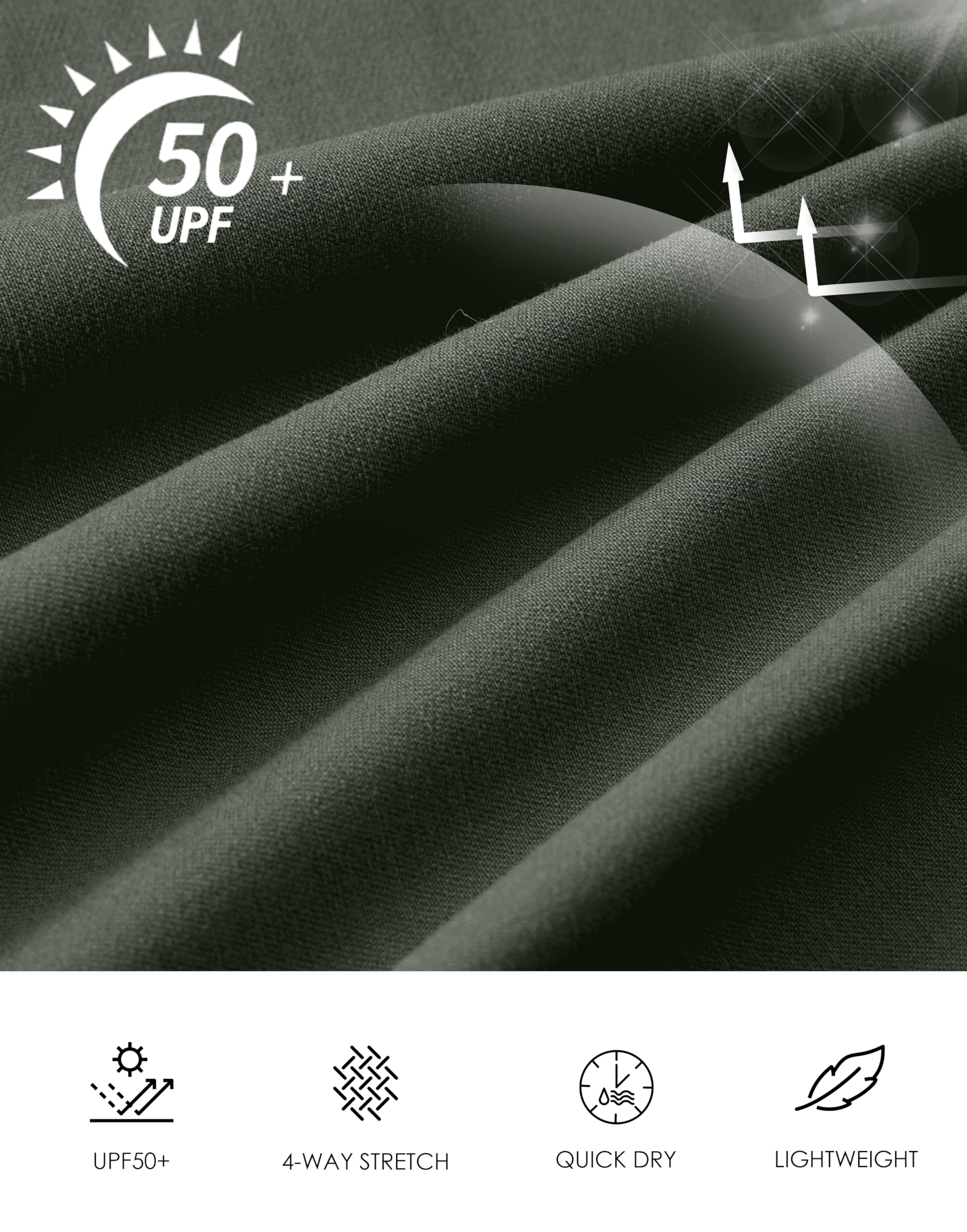 SANTINY stretch fabric close-up showing wrinkle-free look