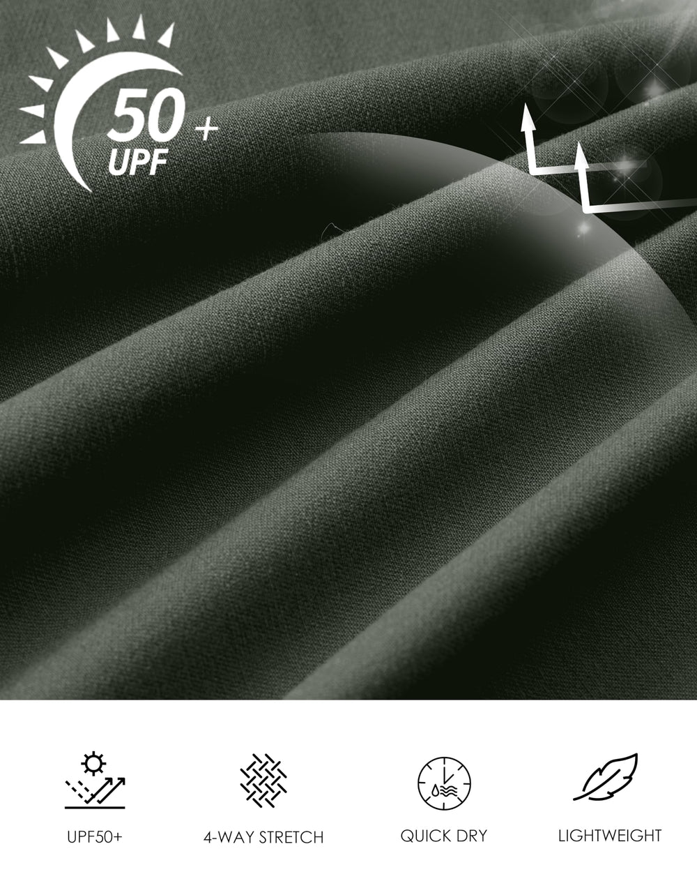 SANTINY stretch fabric close-up showing wrinkle-free look