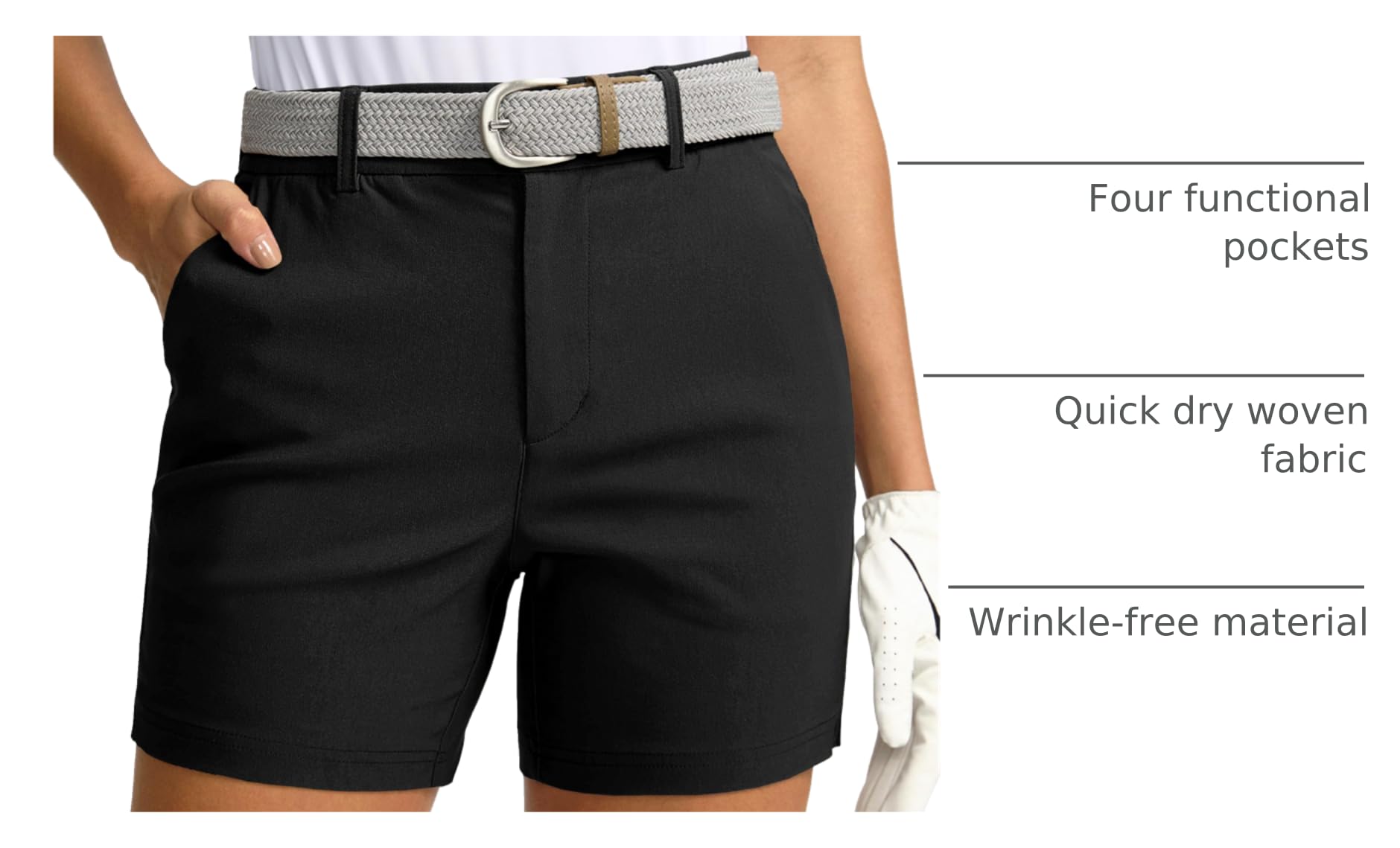 SANTINY 5-inch inseam shorts capture split sides enabling full range of motion.