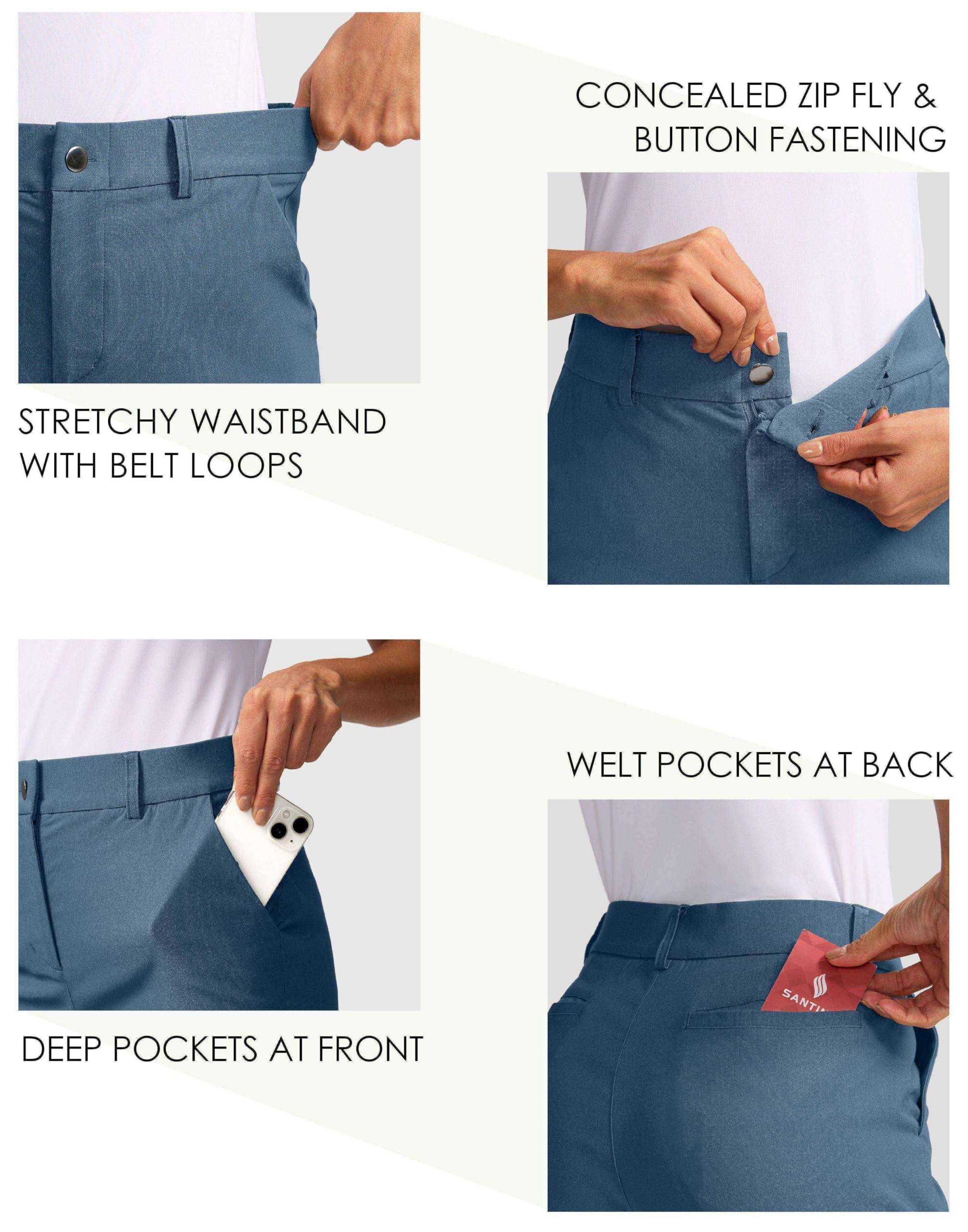 SANTINY women's 5inch golf shorts with elastic waistband and belt loops for a tailored look