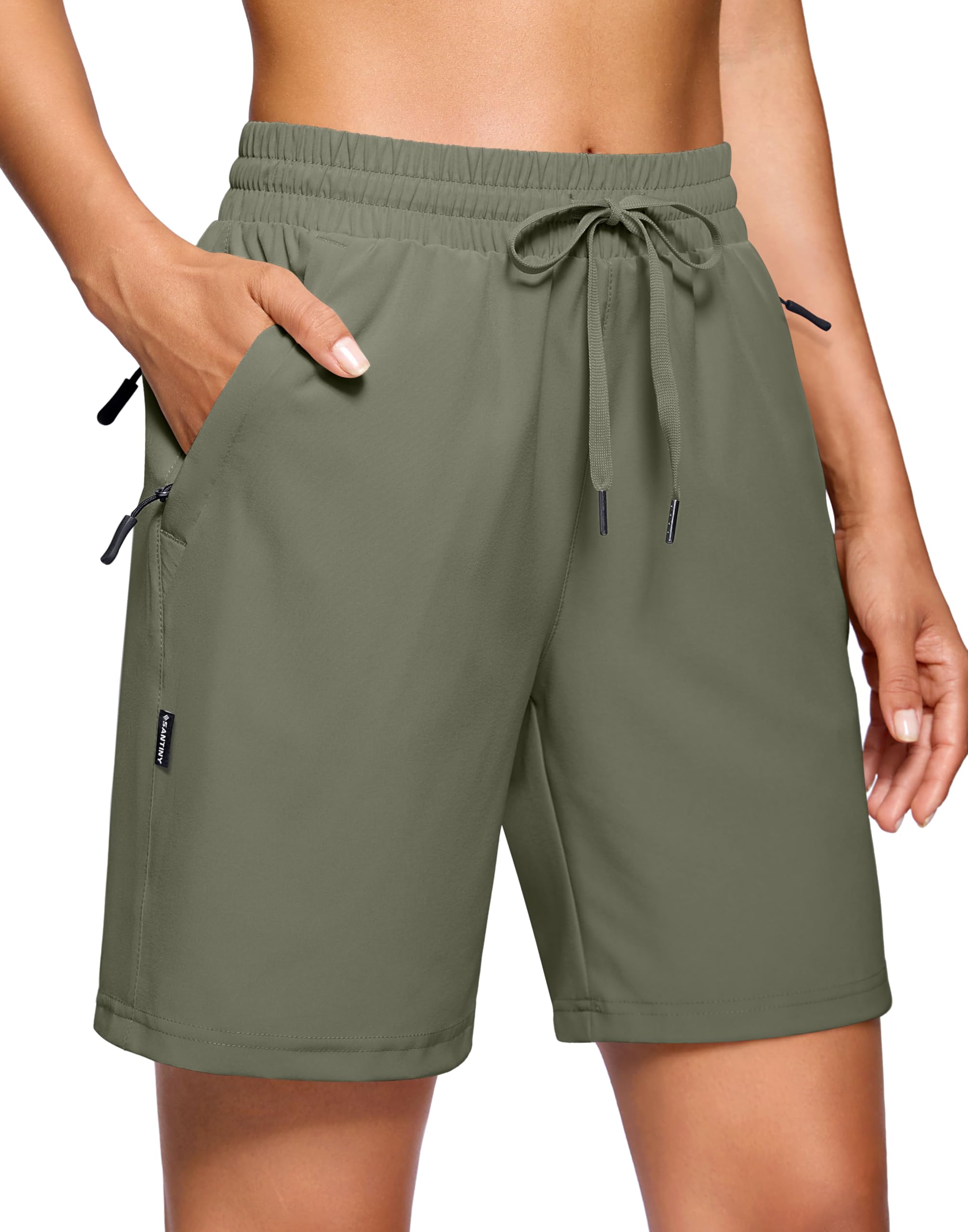 SANTINY women's hiking shorts 7in inseam — quick-dry fabric for active trail days.