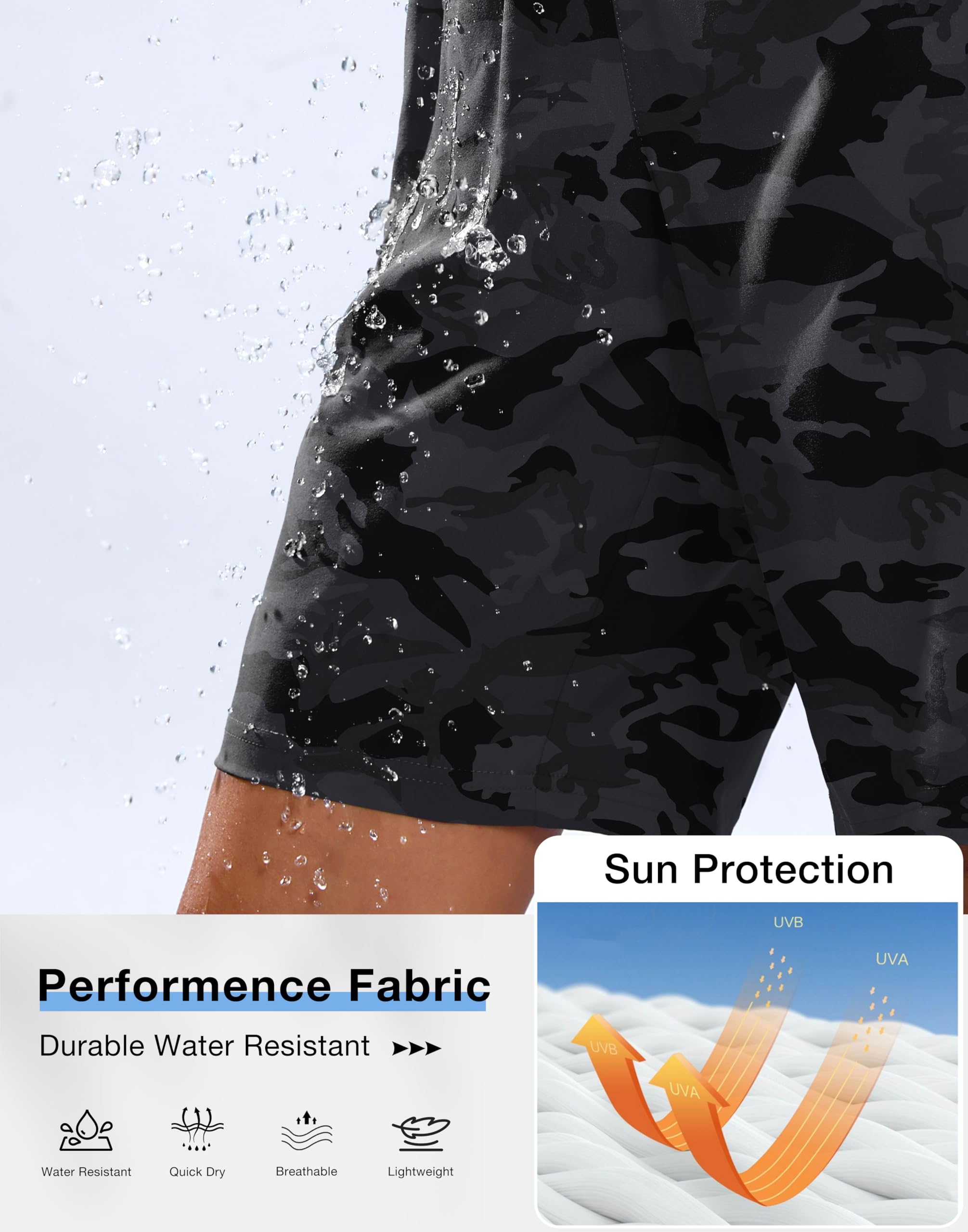 SANTINY 9in shorts feature quick-dry fabric for active travel comfort