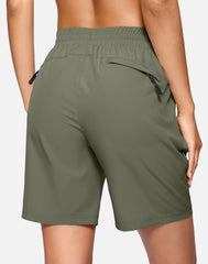 SANTINY women's hiking shorts 9in inseam — comfortable coverage for long hikes.