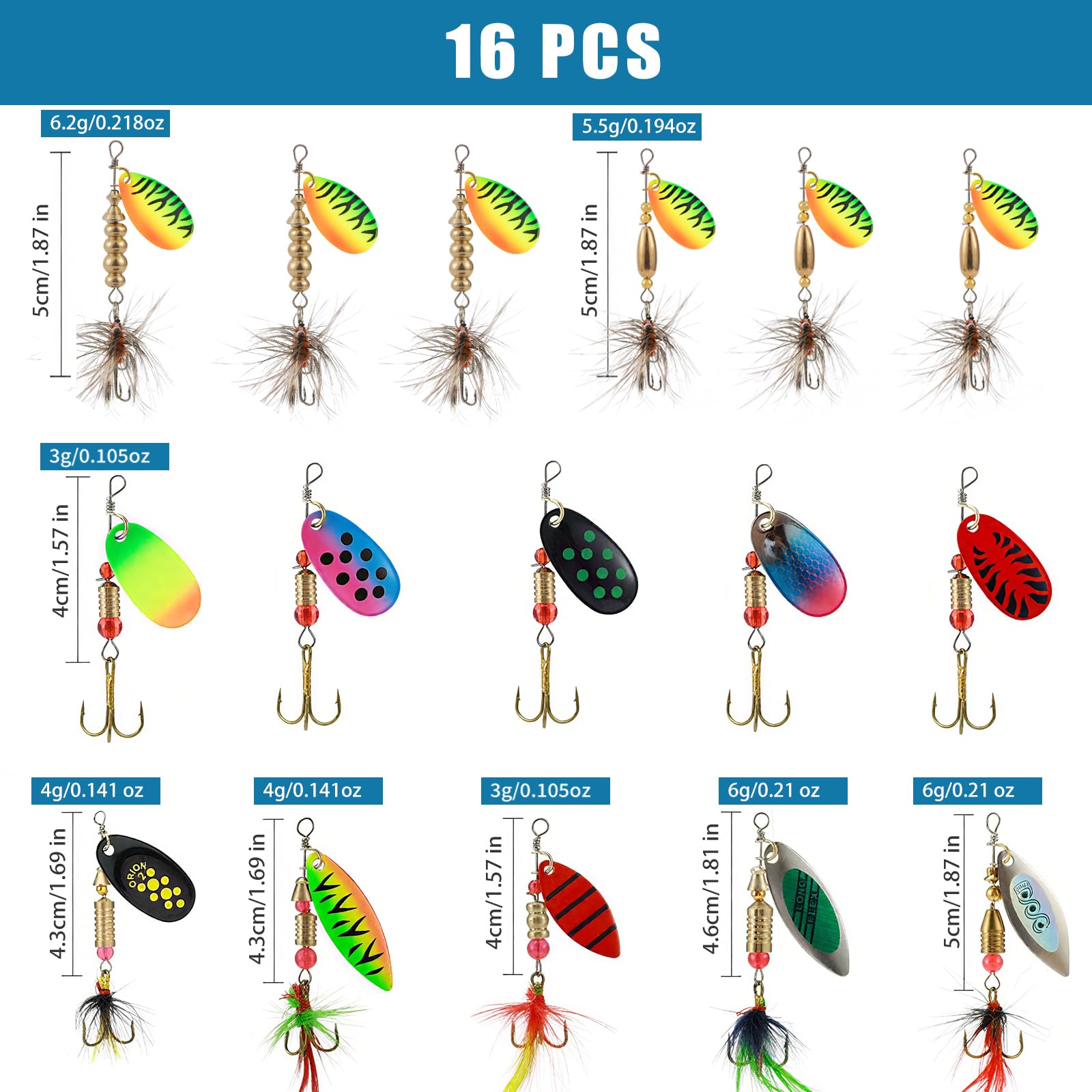 All-season rooster tail spinner lures for freshwater fishing