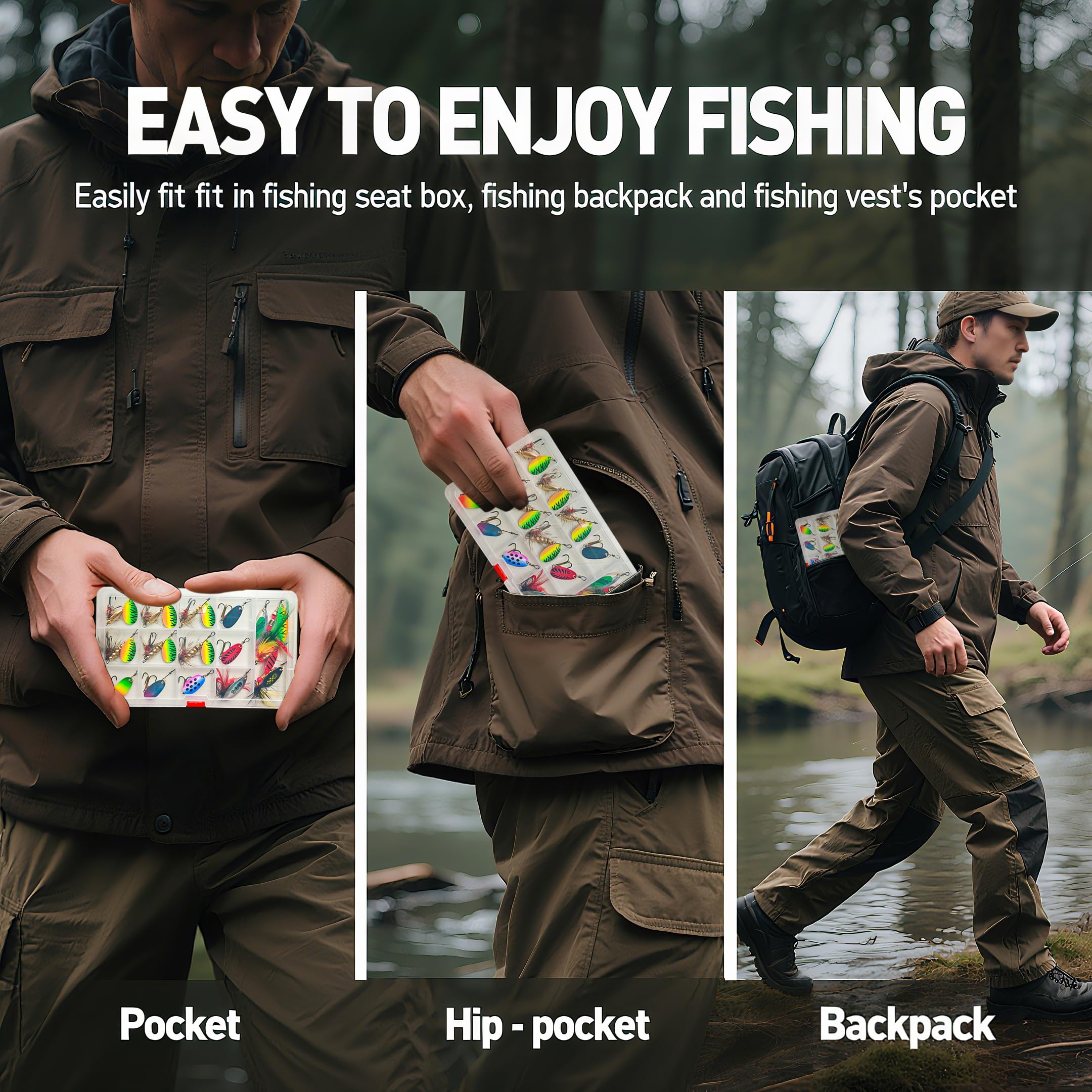 SANWEAL rooster tail spinner multi-type kit highlights four blade styles for versatile freshwater fishing.