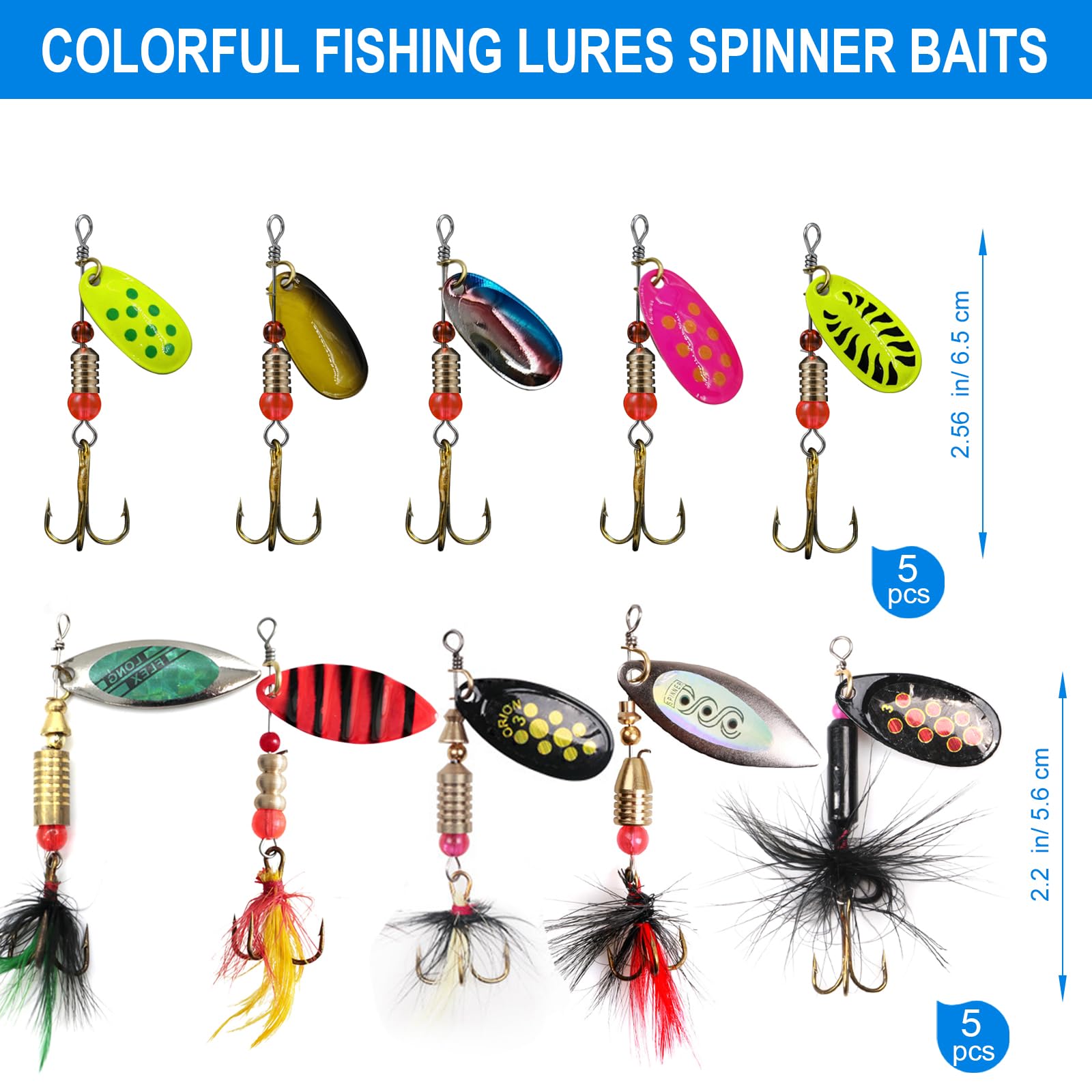 Assorted trout, bass and panfish lures in multiple colors