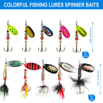 Assorted trout, bass and panfish lures in multiple colors