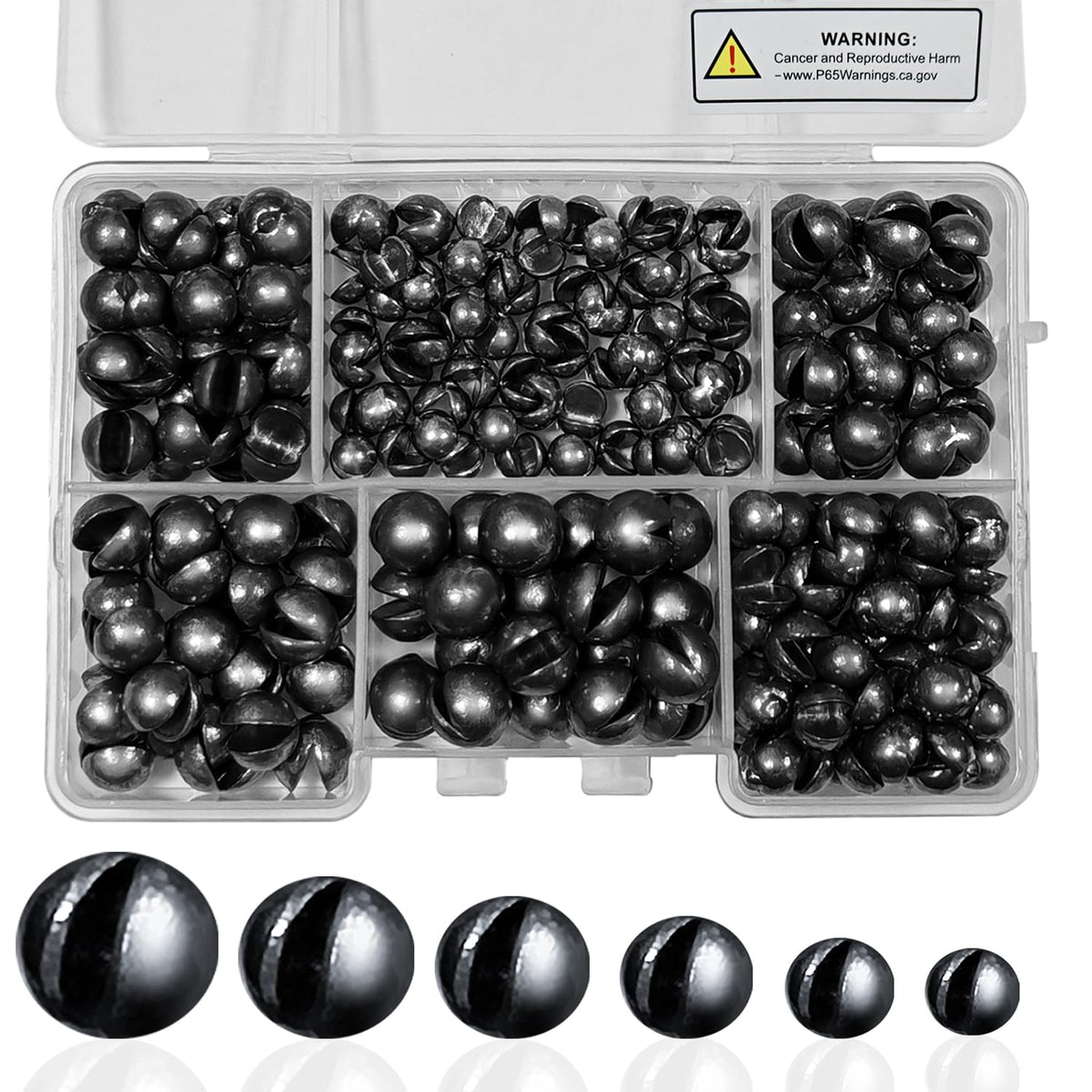 SANWEAL 200pcs round fishing weights set in six sizes