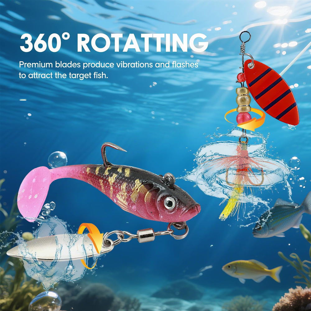 15-piece inline spinner set showing varied colors