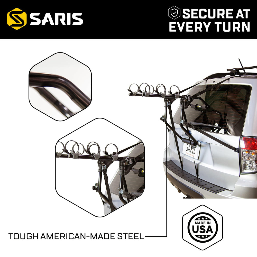 Saris 1054S holds bikes up to 35 lbs each for secure transport.