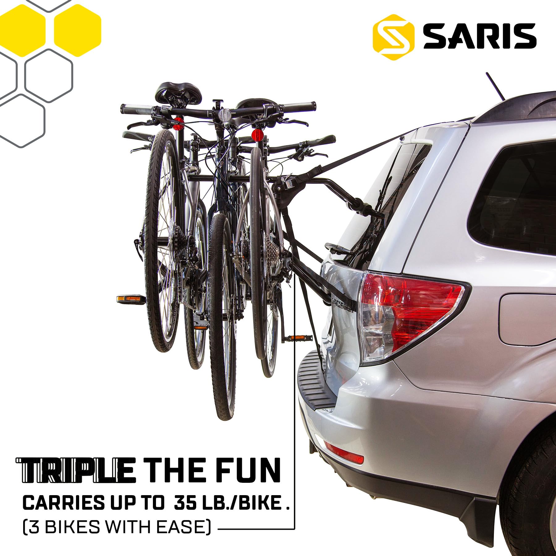 Saris 1054S installation in minutes, no hitch required, for easy setup.