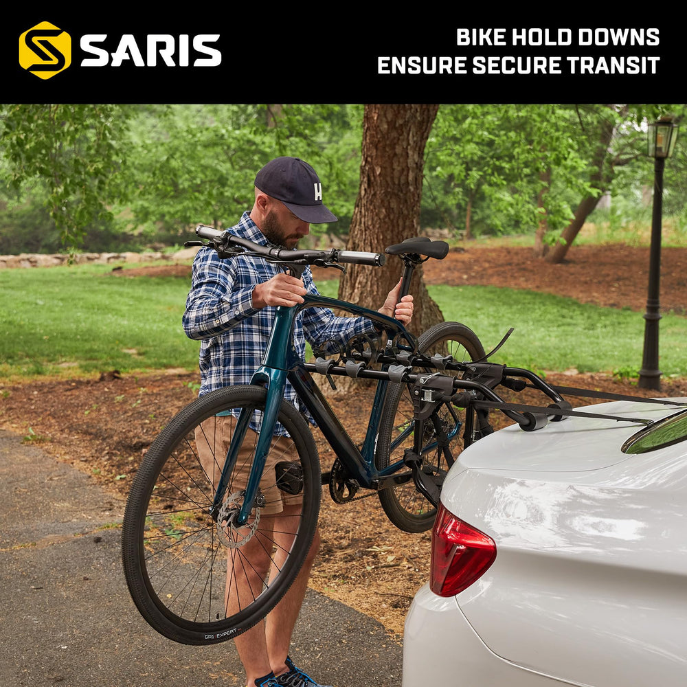 Saris 1054S coated hooks and foam pads protect vehicle finish.