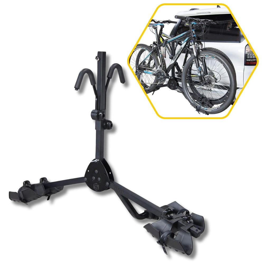 Saris All Star 2 bike hitch rack tray platform for quick, secure loading.