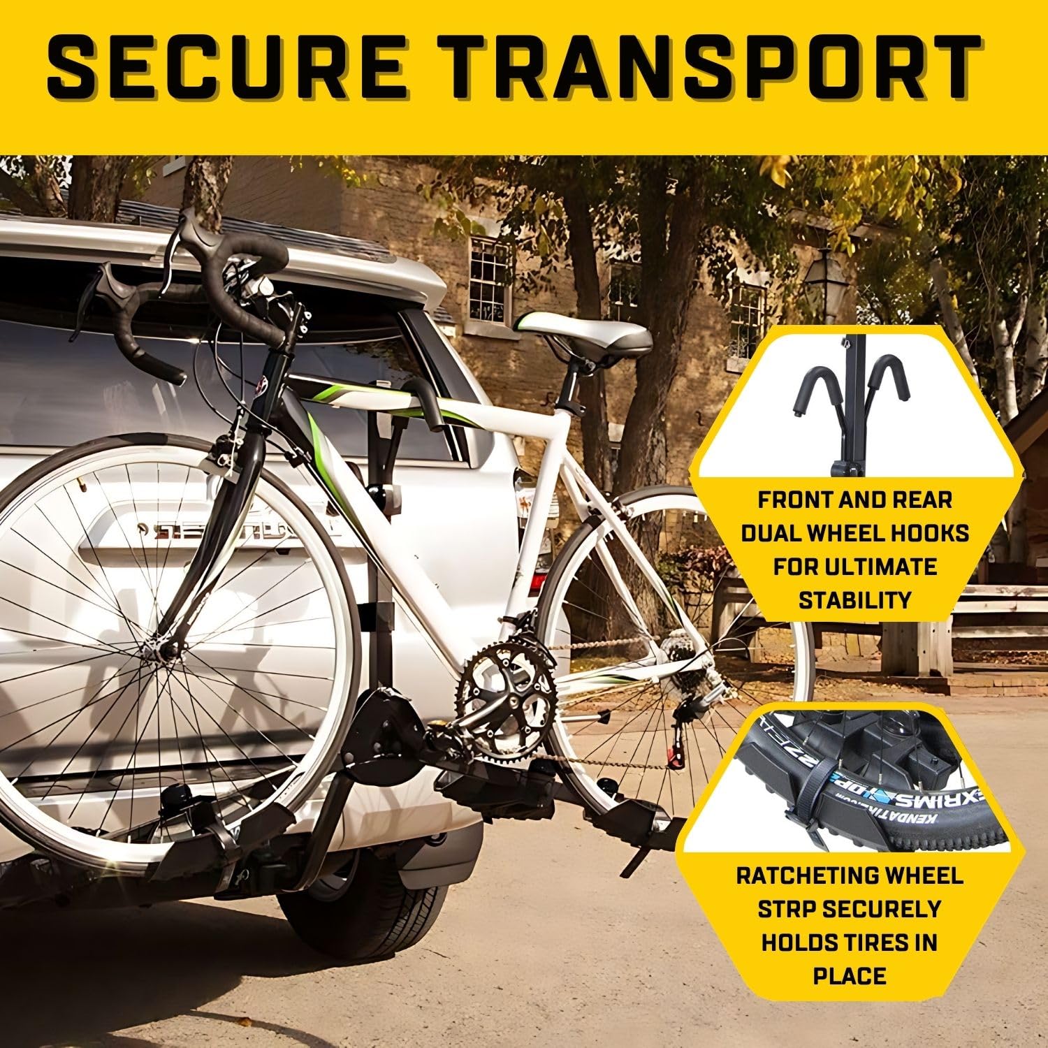 Saris All Star adjustable arms with padded hooks fit diverse bikes.
