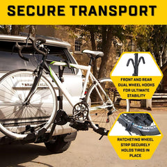 Saris All Star adjustable arms with padded hooks fit diverse bikes.