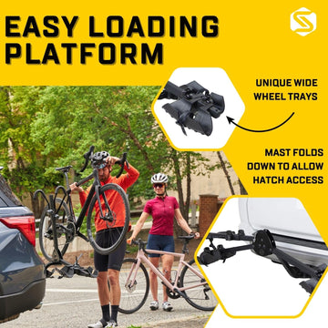 Saris All Star fold-down mast for easy rear hatch access.