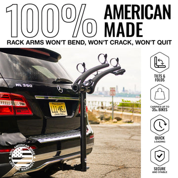 Saris Bones 2-Bike Hitch Rack folding arms enable compact storage.