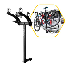 Saris Bones 2-Bike Hitch Rack tilt-down for easy trunk access.