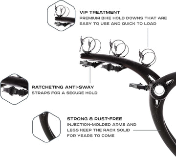 Saris Bones 3-Bike Rack bikes on different levels for easy access