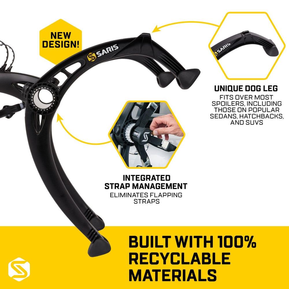 Saris Bones EX ratchet straps enable quick, secure bike loading.