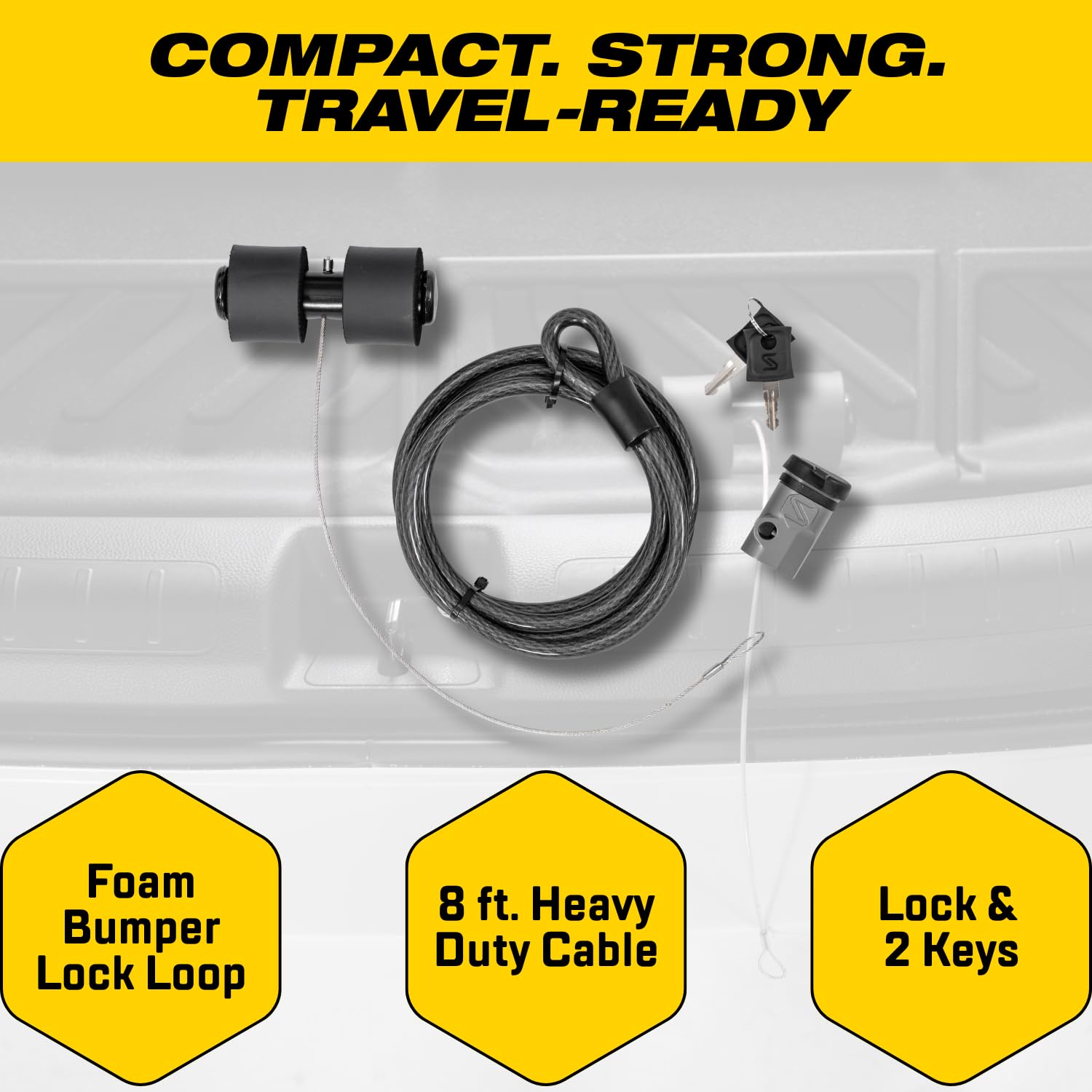 Braided stainless steel cable construction highlights durability and flexibility.